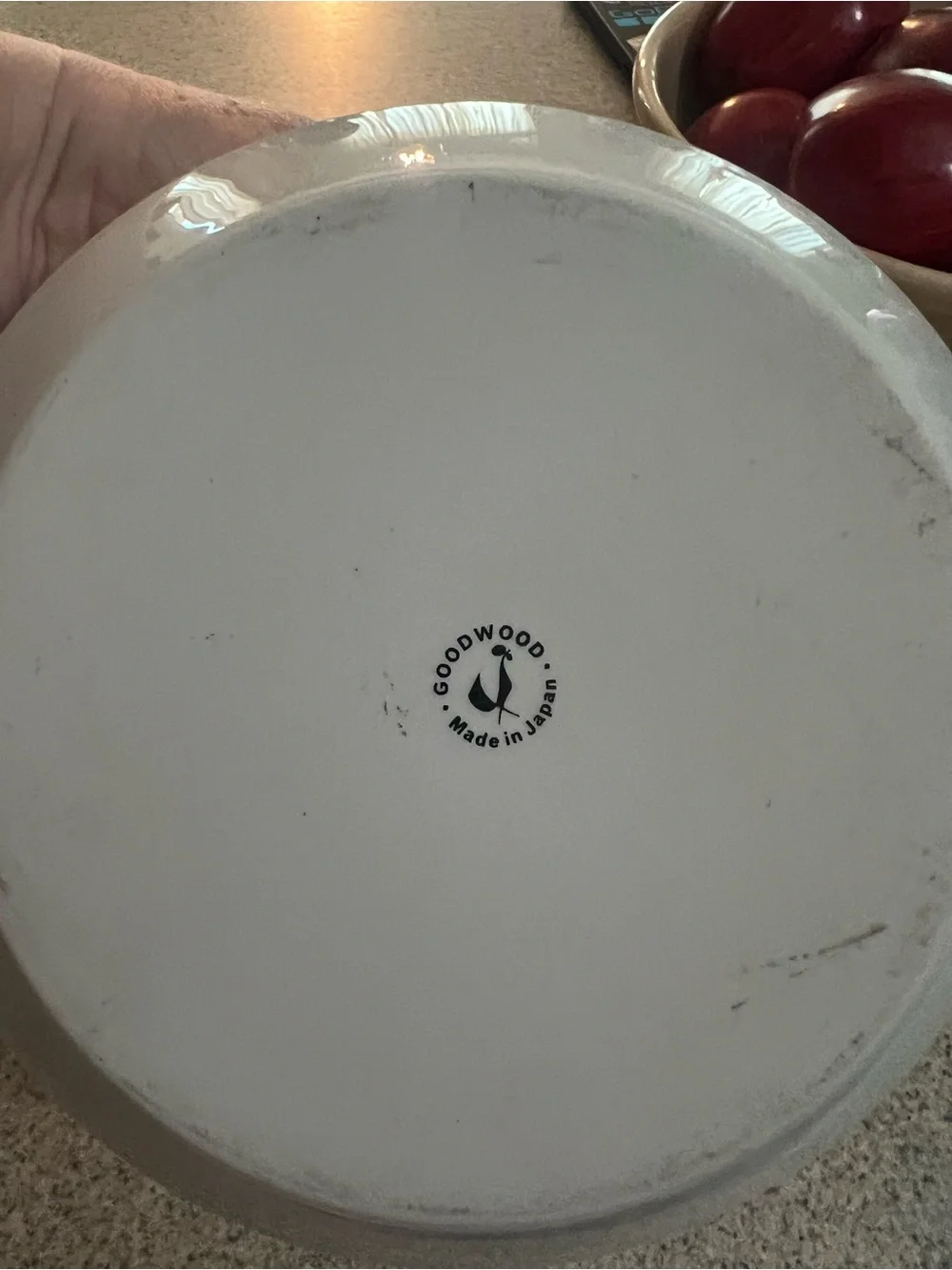Goodwood 1970’s White Ceramic Covered Casserole with Red Floral Pattern